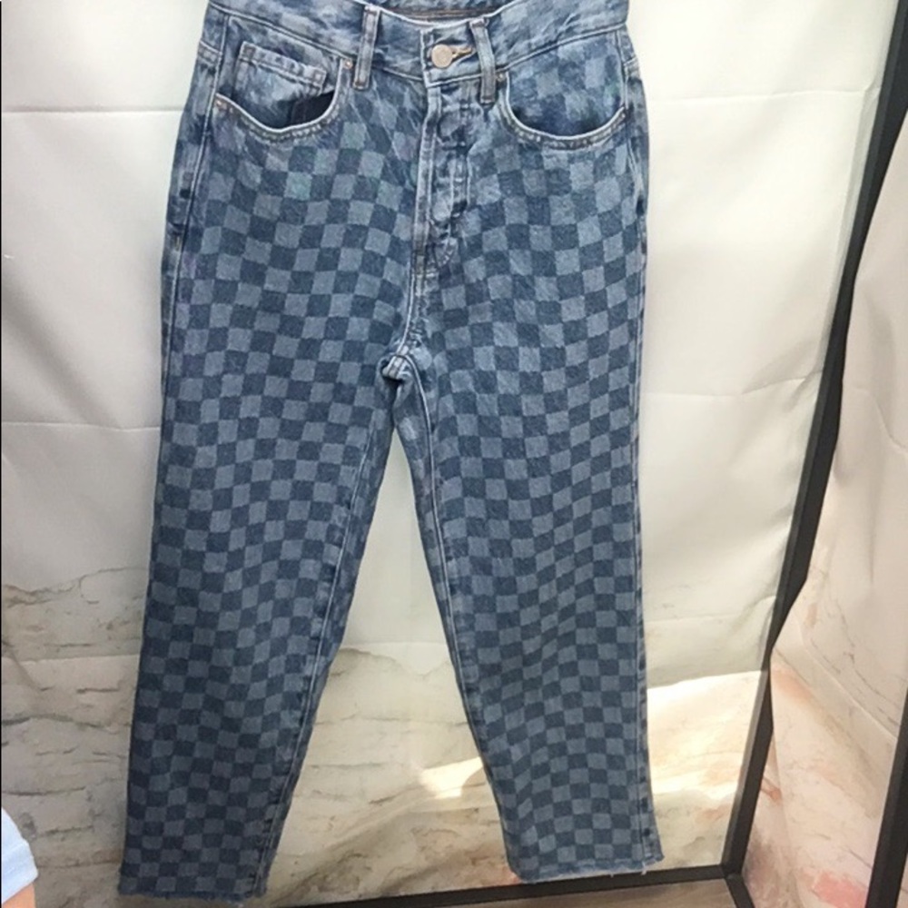 Women’s PacSun Checked Pattern High Rise Denim Jeans - Picture 11 of 12